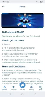 Screenshot 1xBet - sports welcome bonus